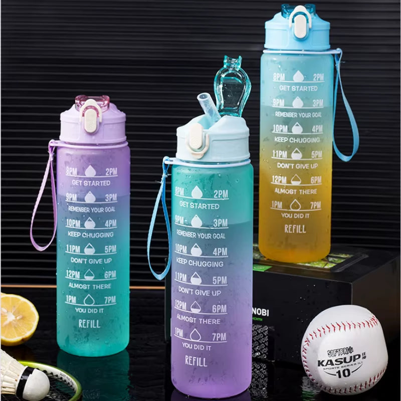 900Ml Water Bottle Motivational Sport Water Bottle Leakproof Drinking Bottles Outdoor Sports Travel Kettle Drinking Water Bottle